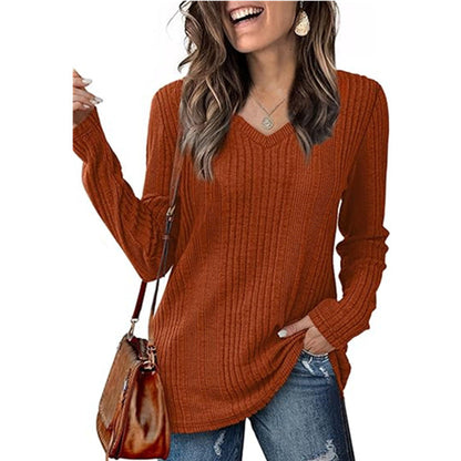 Damen Pullover V-Ausschnitt Strick Design