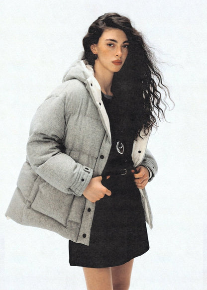 Stylische Oversized Pufferjacke Marine Look - IdealeKleiden