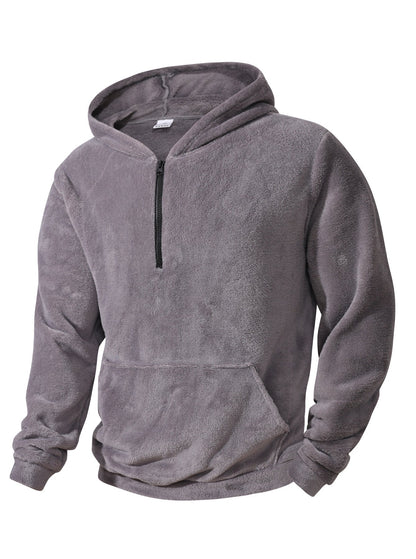 Herren Fleece Hoodie Modern Halblanger Reißverschluss