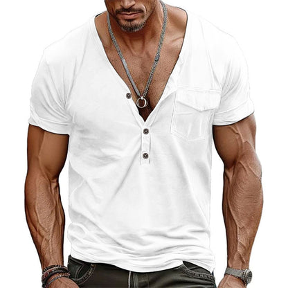 Herren T-Shirt Kurzarm Modern Schnitt Mit Brusttasche