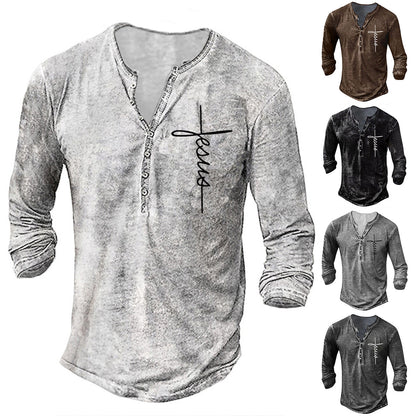 Herren Langarm-Shirt Grafikdruck Trendy Casual - IdealeKleiden
