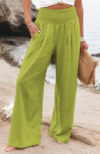 Damen Leinenhose Bequem Weit Geschnitten Sommerhosentyp
