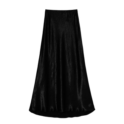 Damen Maxirock Elegant Viskose Satin Luxus Kleid