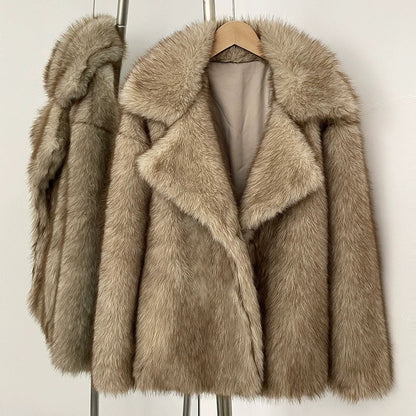 Damen Kunstpelz-Jacke Stylische Wintermode