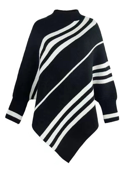 Damen Poncho Streifen Design Modern