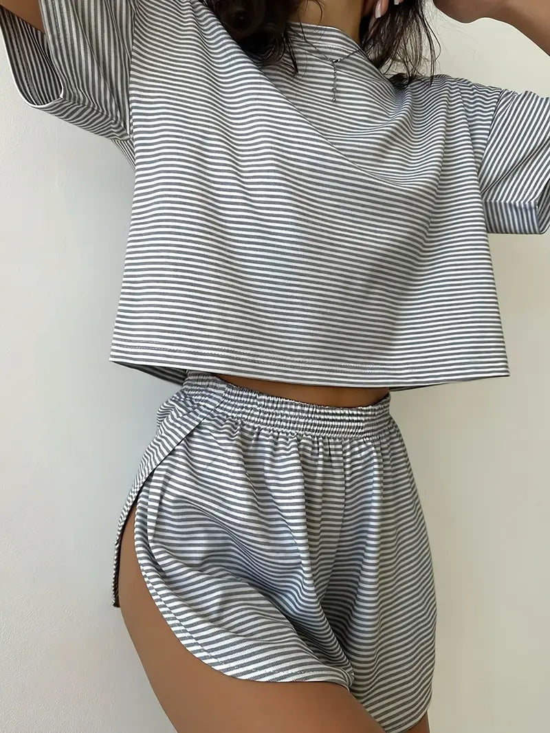 Damen Sommer Top mit lockerem Schnitt und Hochwaist Hosen