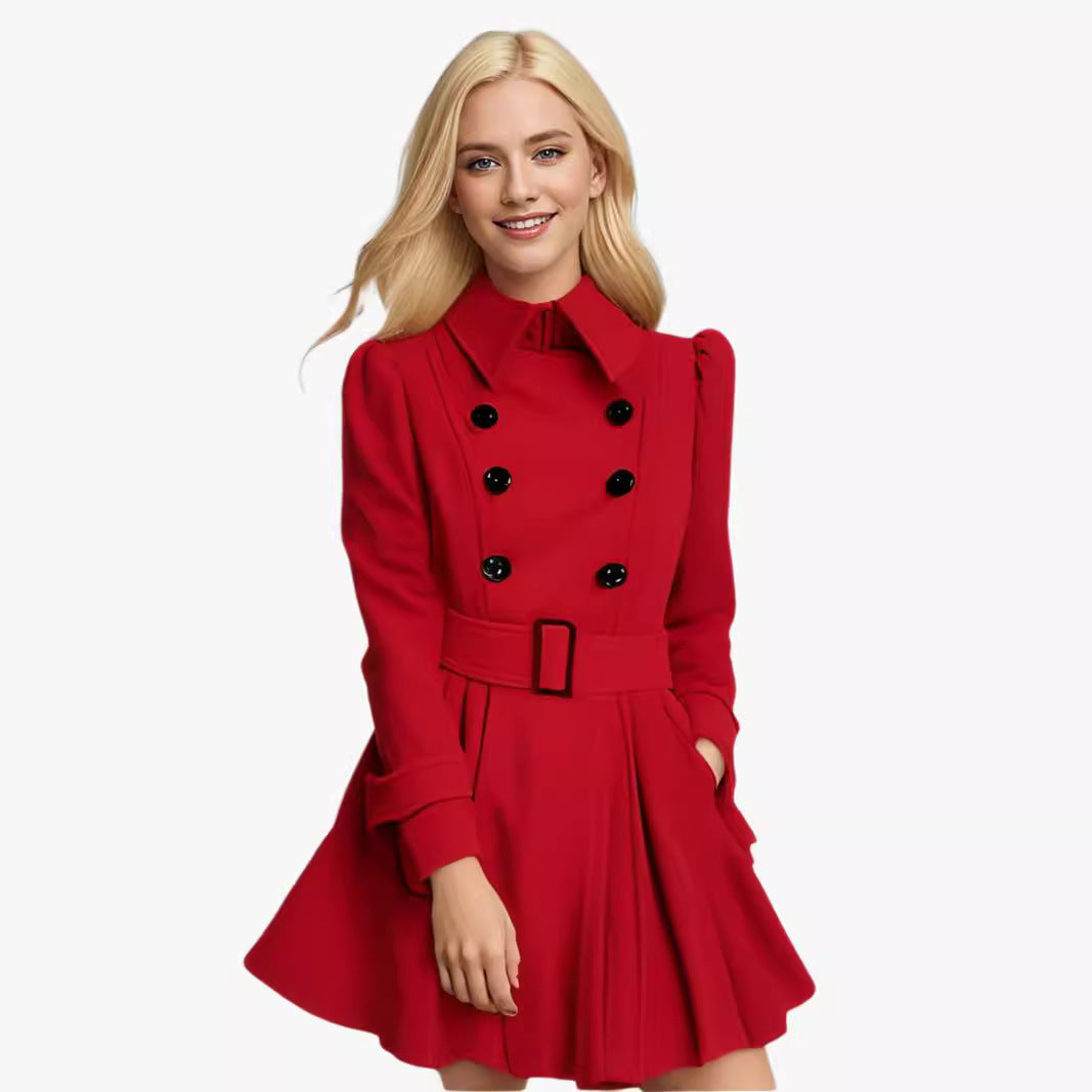Damen Trenchcoat Elegante Taille mit Doppelknöpfen - IdealeKleiden