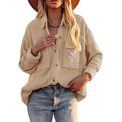 Damen Oversize Bluse mit Struktur und Knöpfen