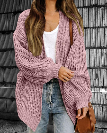 Strickjacke Oversized Offen Vorne Grobgestrickt
