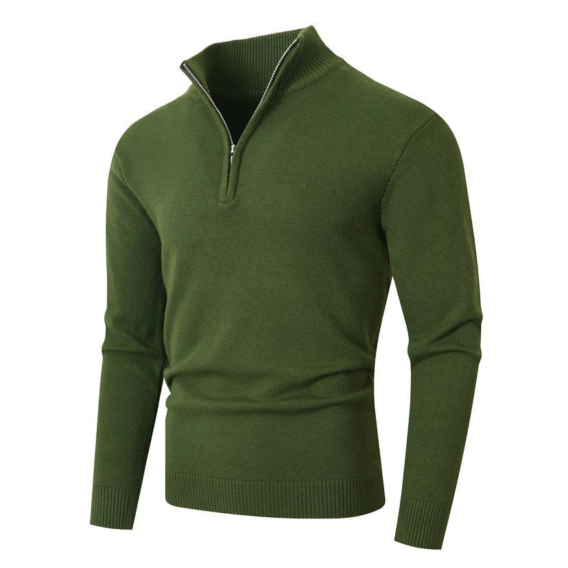 Herren Pullover Modern Halbzipper Strukturstoff