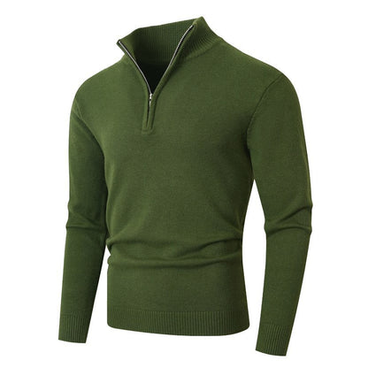 Herren Pullover Modern Halbzipper Strukturstoff