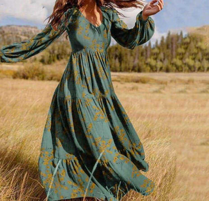 Damen Boho-Kleid Floral Elegant Lang
