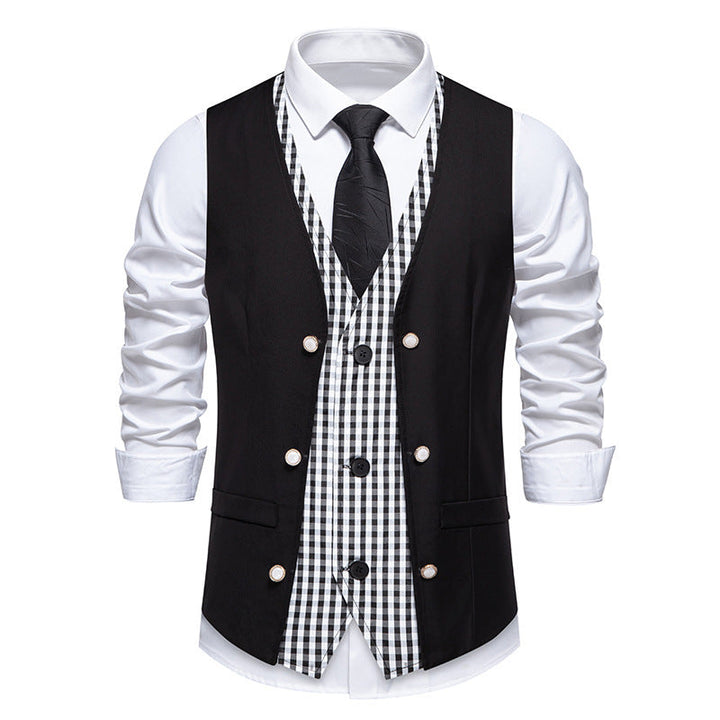 Herren Weste Elegant Kariert Modern