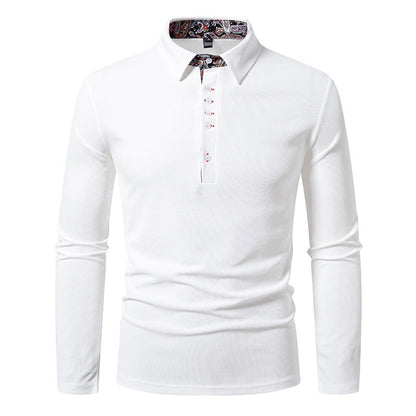 Herren Poloshirt Langarm Moderner Kragen Stil