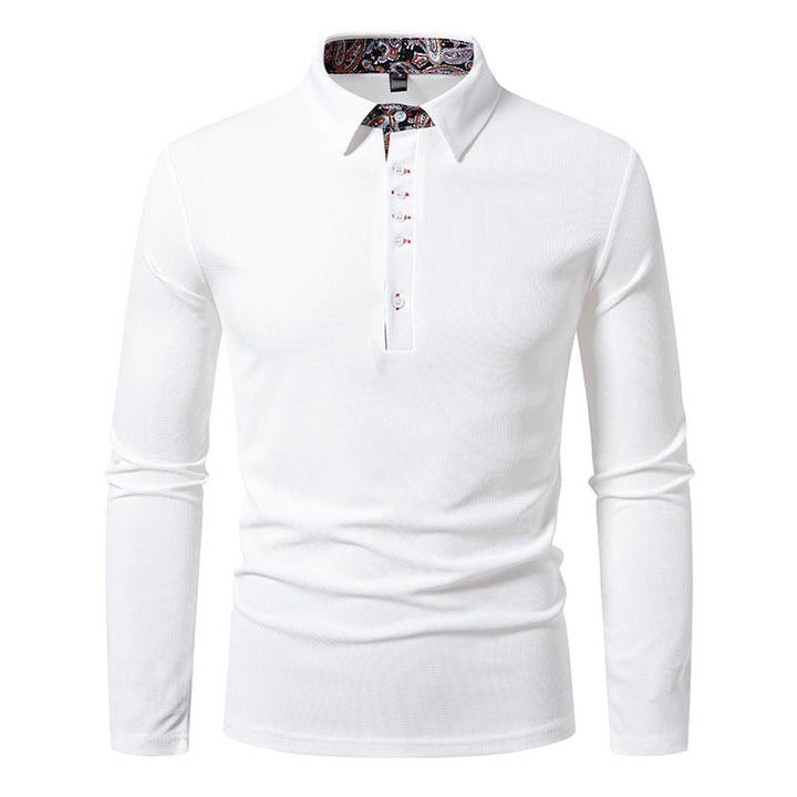 Herren Poloshirt Langarm Moderner Kragen Stil
