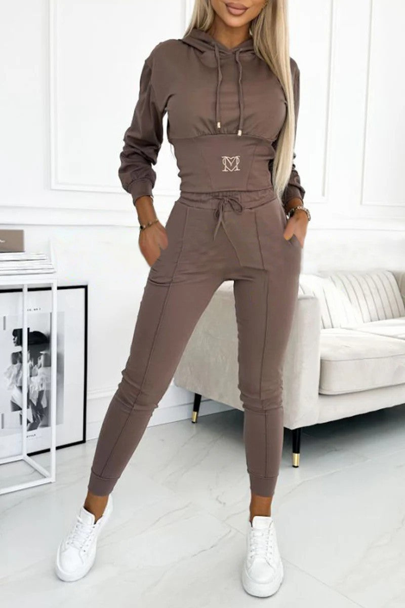 Damen Sportanzug Jumpsuit Kapuze Elastisch Komfortabel