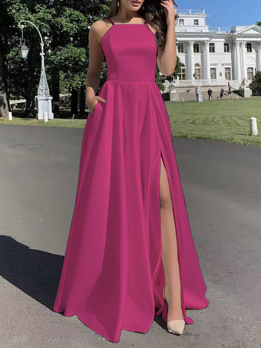 Elegantes Abendkleid Damen Lange Träger Schmal