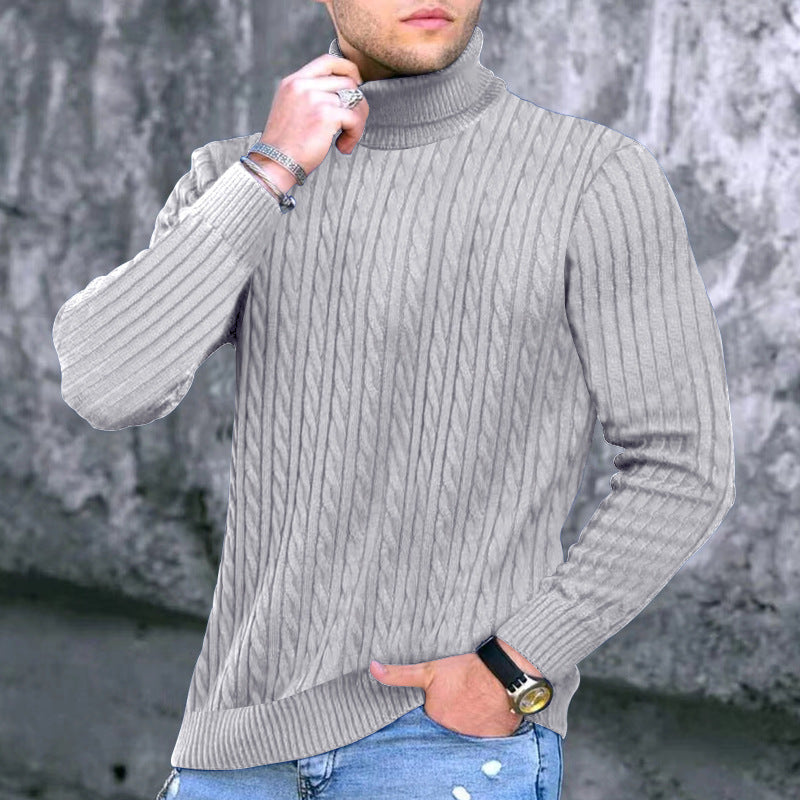 Herren Rollkragenpullover Elegantes Zopfmuster Design