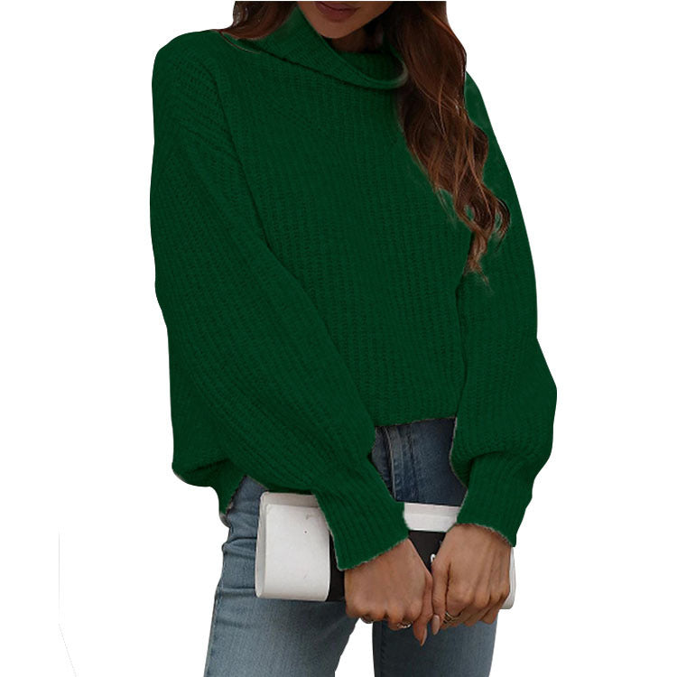 Damen Pullover Weit Rollkragen Trendy Oversized