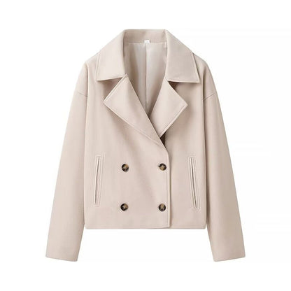 Damen Wolljacke Doppelreiher Chic Winterkleidung