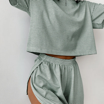 Damen Freizeit Set Kurzarm Top und Shorts Sommer