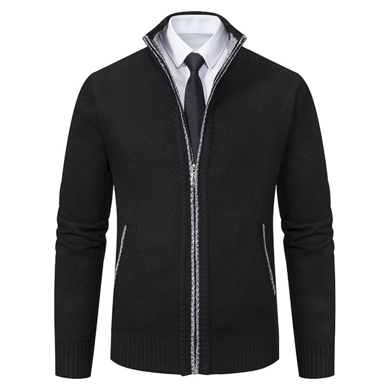 Herren Strickjacke Elegant Hochkragen Reißverschluss