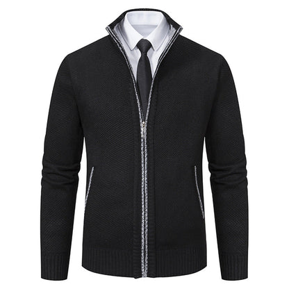 Herren Strickjacke Elegant Hochkragen Reißverschluss