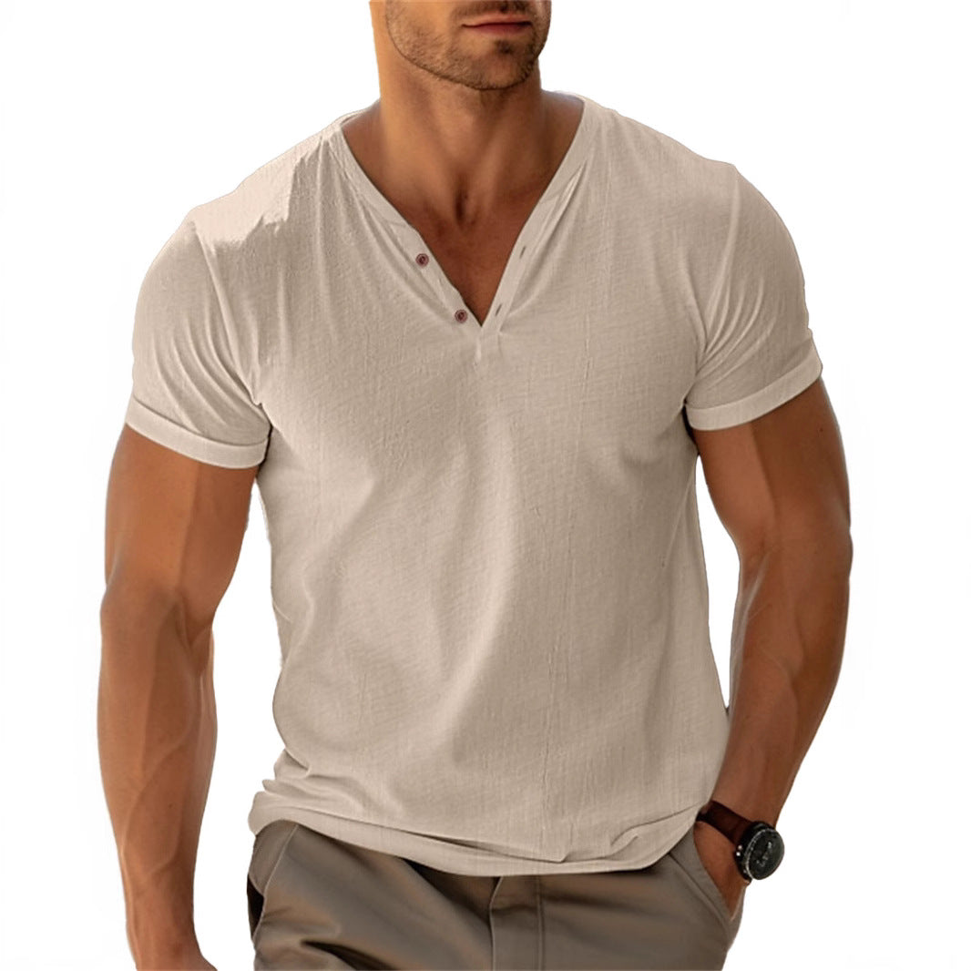 Herren Leichtes Henley-Shirt Bequem Atmungsaktiv
