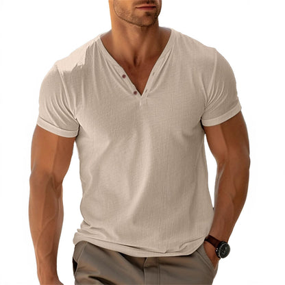 Herren Leichtes Henley-Shirt Bequem Atmungsaktiv