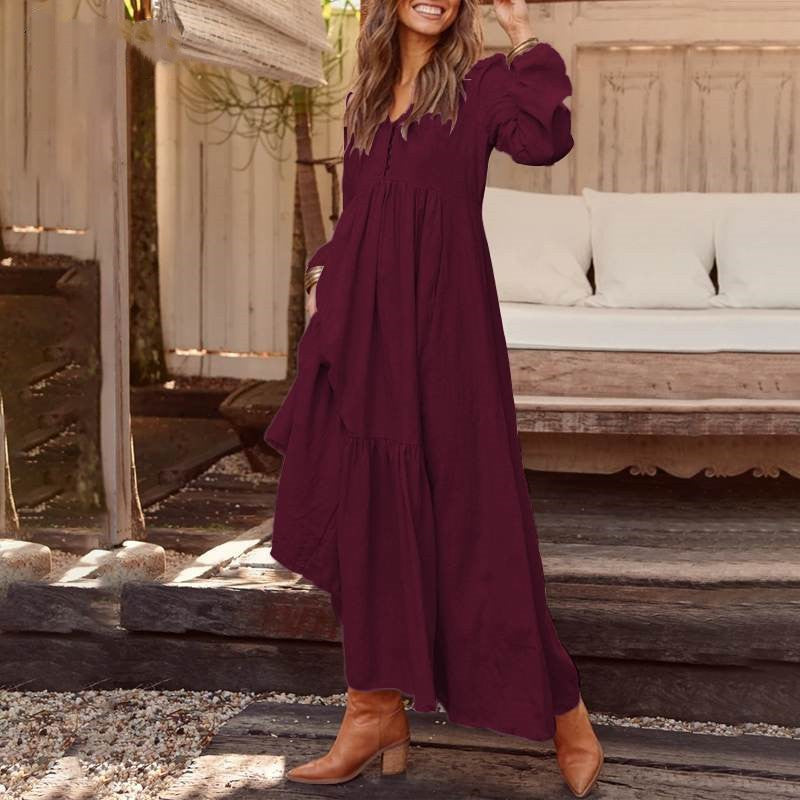 Damen Maxikleid Elegant Mit Voluminösem Rock