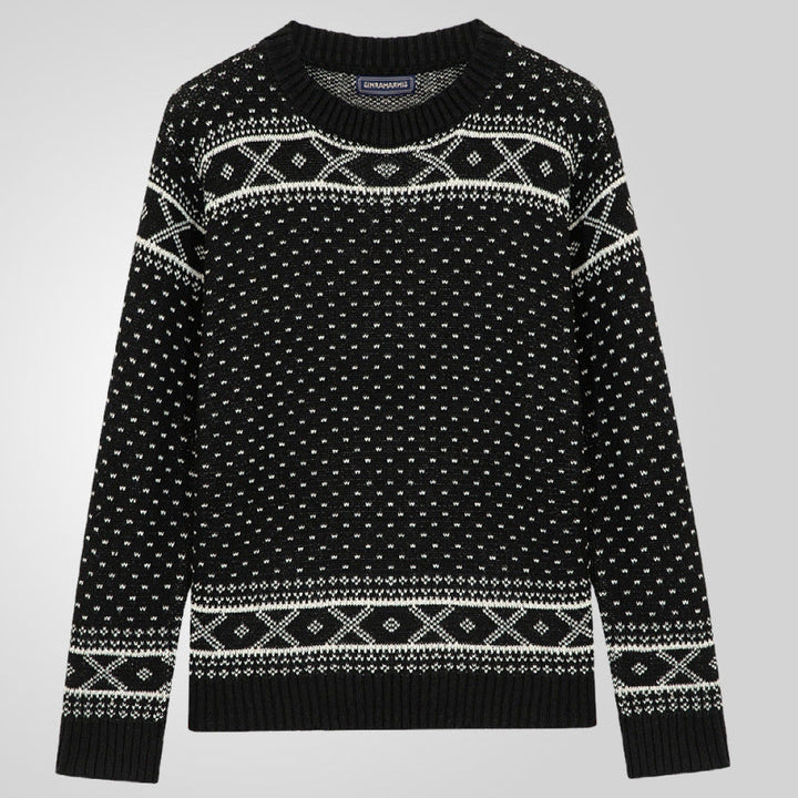 Herren Strickpullover Norweger Muster Hochkragen Winter - IdealeKleiden