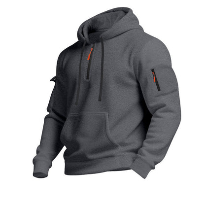 Herren Sportpullover Kapuze Reißverschluss Taschen