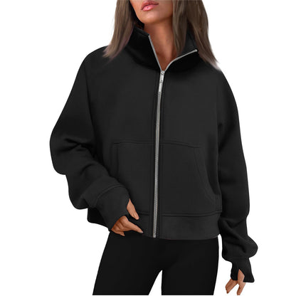 Damen Sweatjacke Bequem Hochkragen Style
