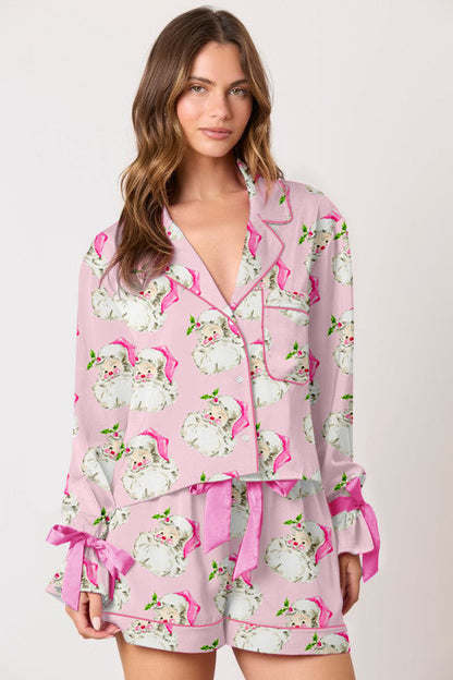 Weihnachts Schlafanzug Damen Festlich Elegant Rüschen