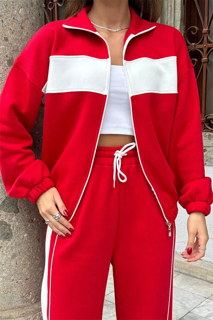 Damen Sportliches Loungewear Set mit Hochkragen und Reißverschluss