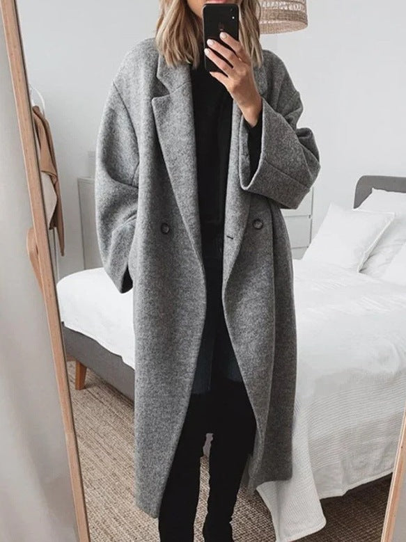 Damen Oversized Mantel Elegant Lang