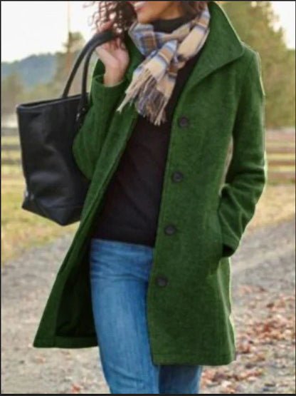 Damen Trenchcoat Lang Elegant Winter