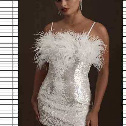 Glitzerndes Partykleid Damen Elegant mit Pailletten - IdealeKleiden