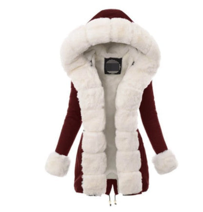 Damen Fleecejacke Luxus Kunstpelz Kragen Damenmantel
