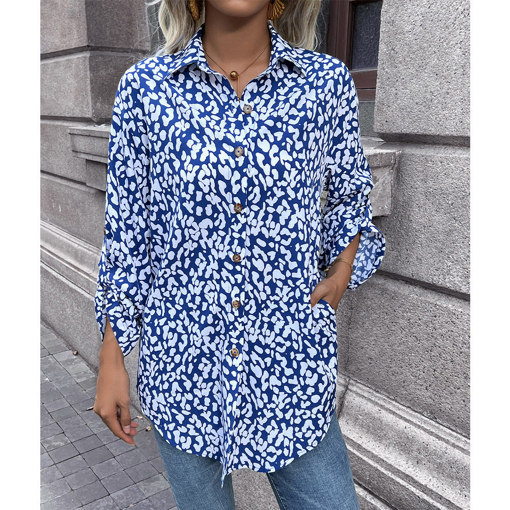Damenbluse Leicht Animal-Print Komfort-Schnitt