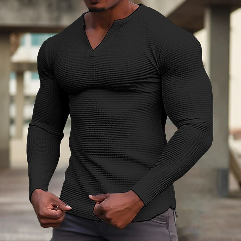 Herren Langarmshirt Strukturiert Elegant