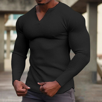 Herren Langarmshirt Strukturiert Elegant