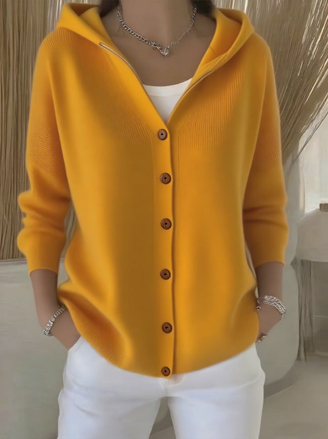 Damen Strickjacke Kapuze Modern Lässig