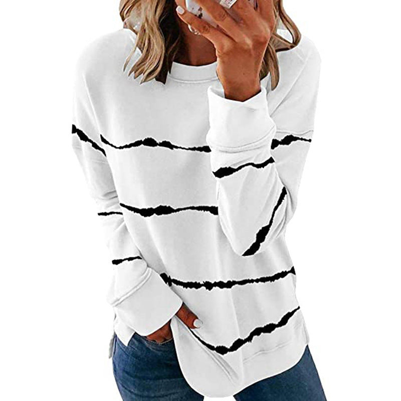 Damen Sweatshirt Streifenmuster Modern Style