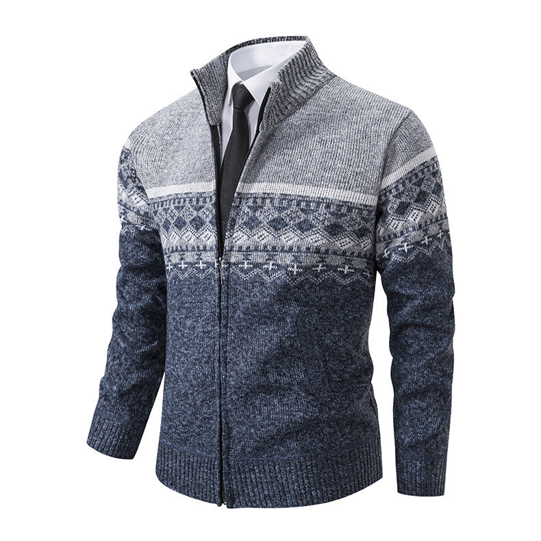 Herren Strickjacke Modern Hochkragen Design