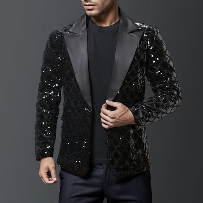 Herren Abendanzug Glitzer Blazer Luxus Pailletten Design