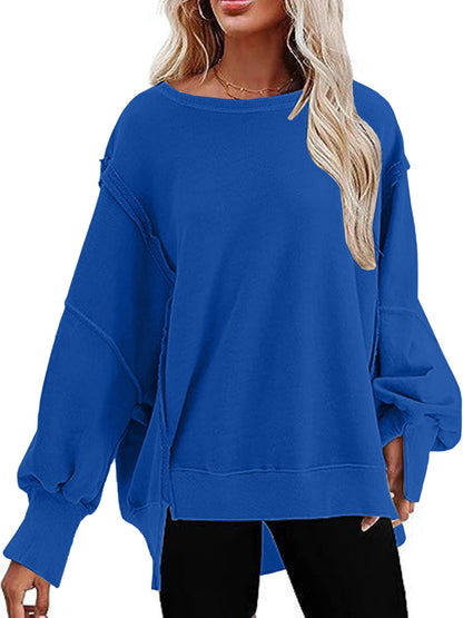 Damen Sweatshirt Lässig Komfortabel mit Schlitzen