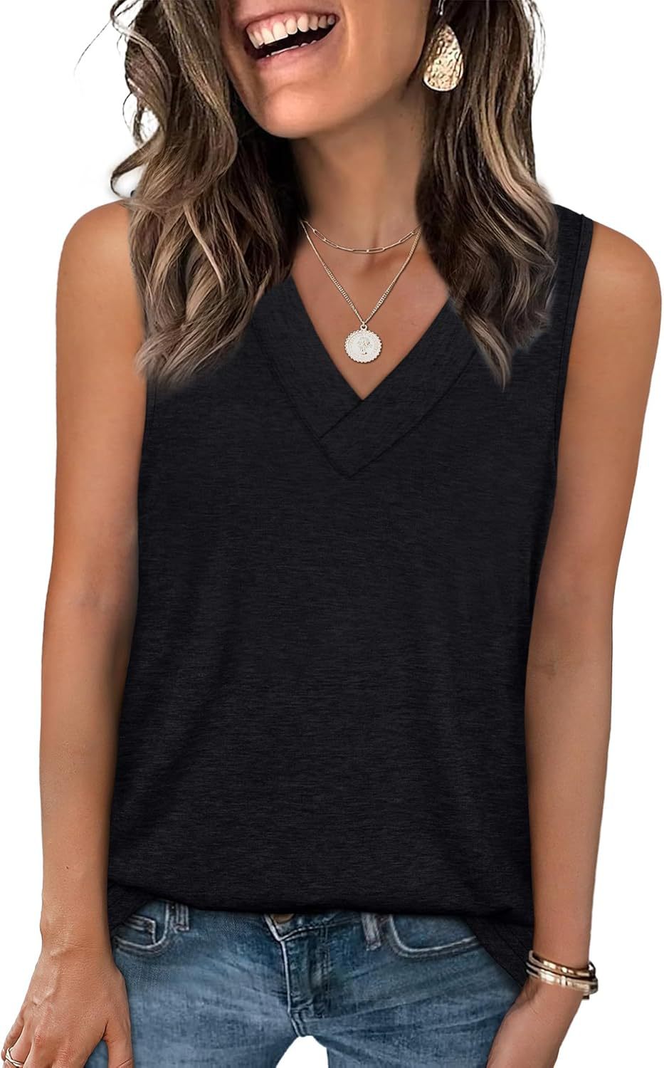 Damen Sommer-Top V-Ausschnitt Elegant