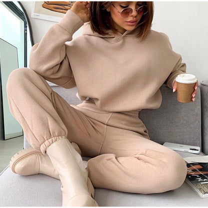 Damen Jogginganzug Set Kapuze Elastisch Bequem