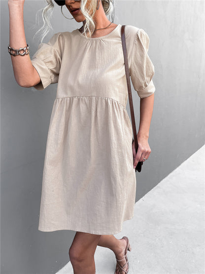 Damen Sommerkleid Leicht Lockig mit elastischem Bund